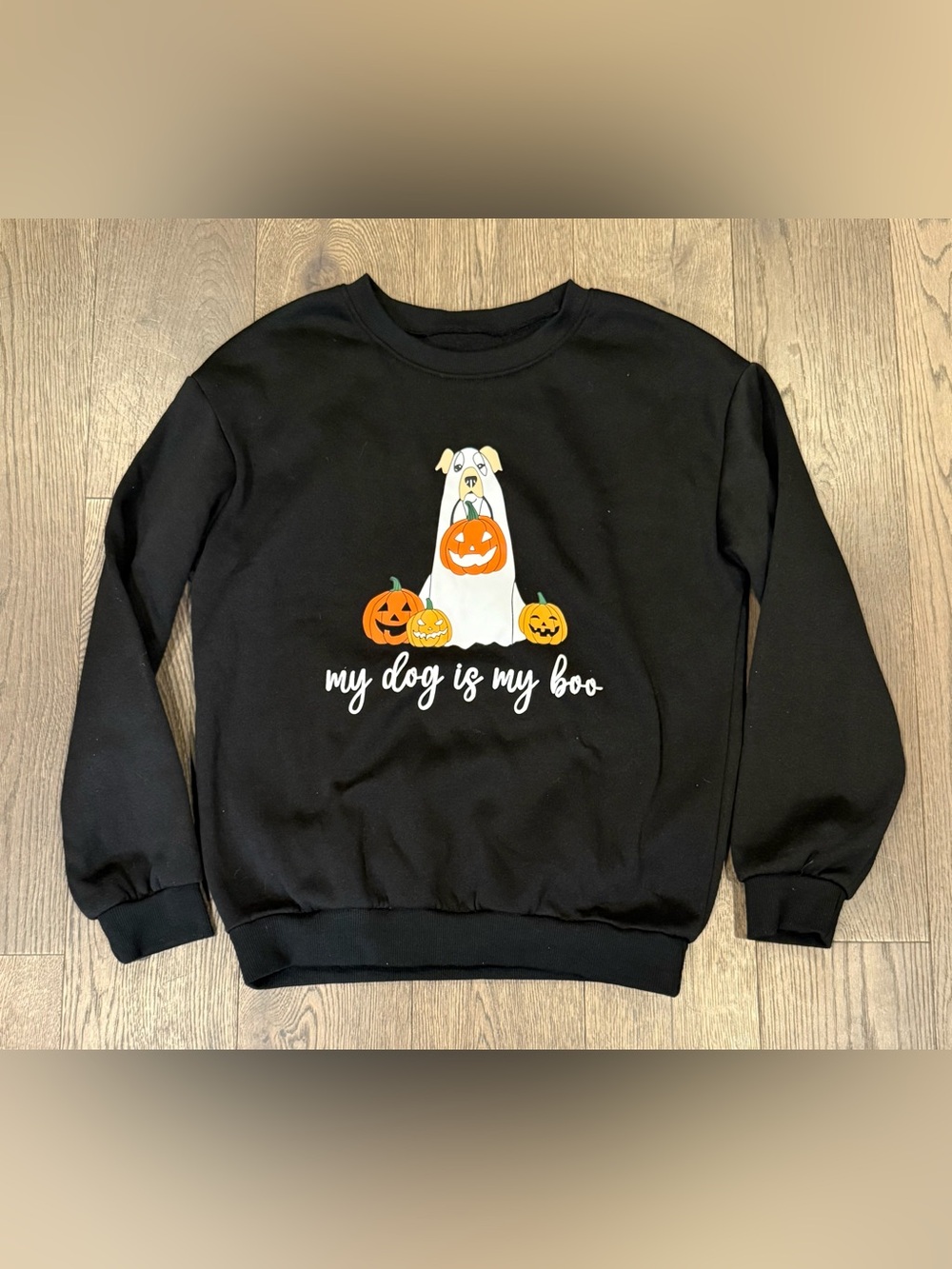 Black "My Dog Is My Boo" Halloween Dog Sweatshirt. NWOT